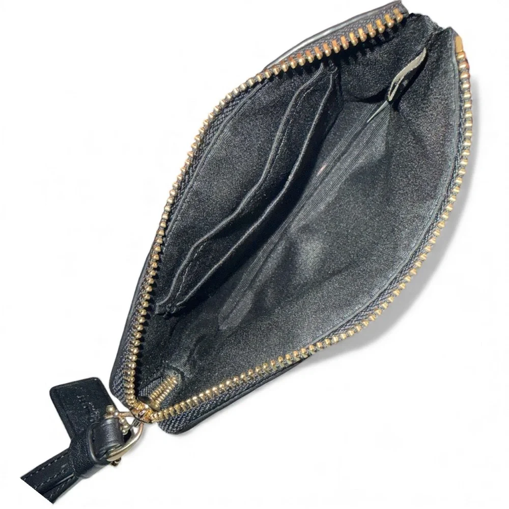 Coach Raised Logo Calf Leather Zip Around Wristlet w/ box - Picture 5 of 5